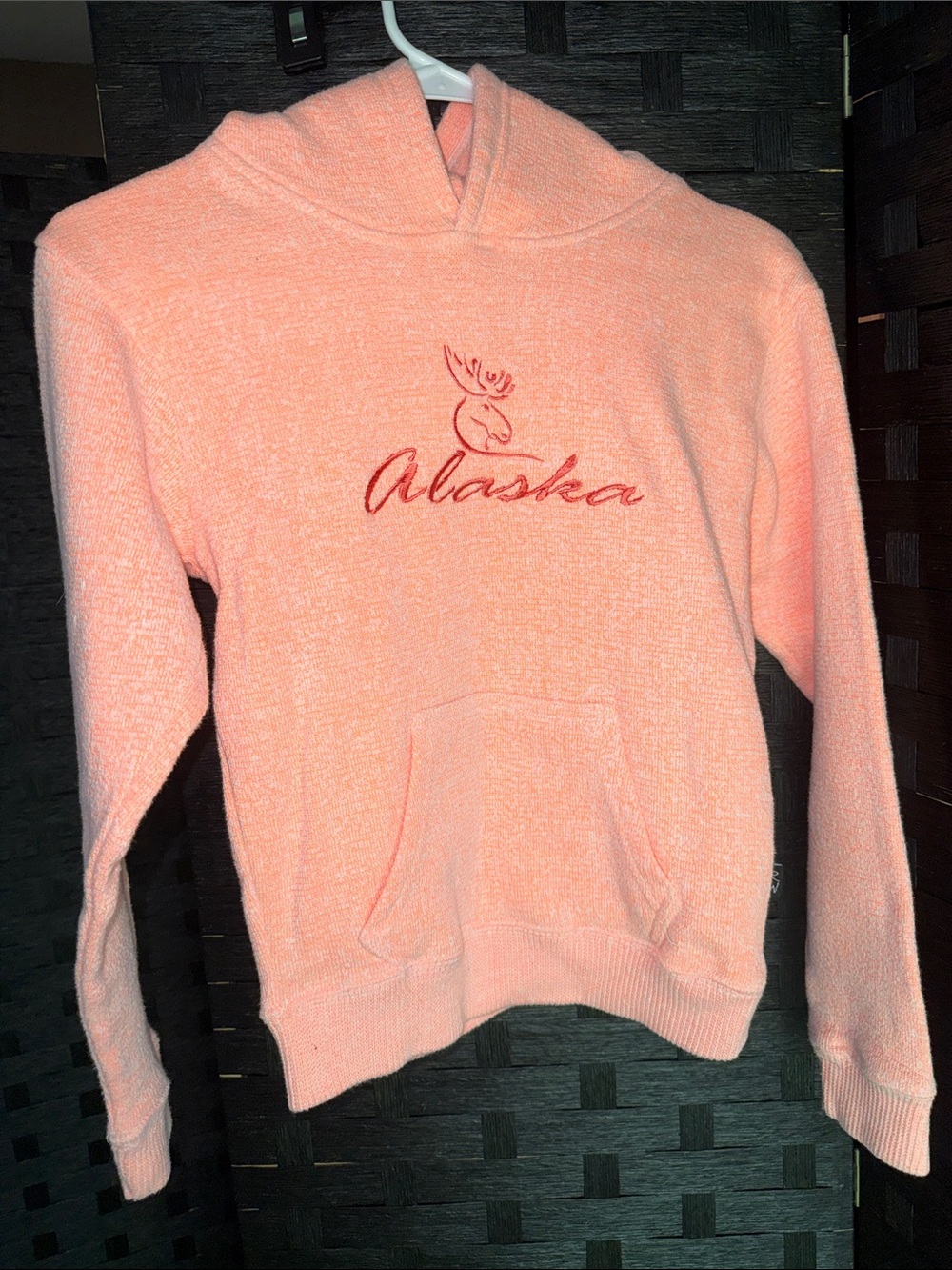 Alaska Embroidered Peach Hoodie - Girl’s Cozy Pullover